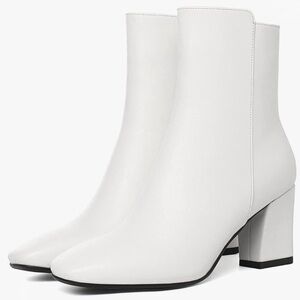 Womens High Chunky Heeled Zip Up Square Toe Ankle Booties Size 7